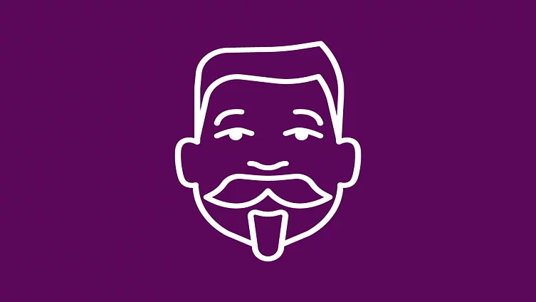 White icon of Friedrich Ebert on a purple background