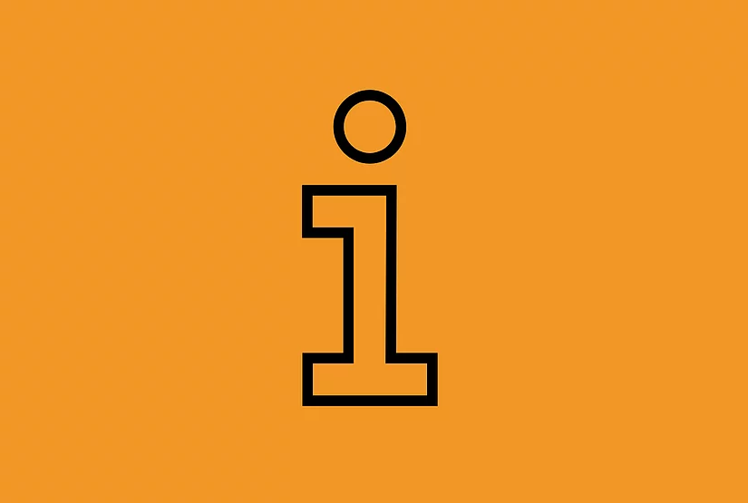 Letter 'i' signalling information.