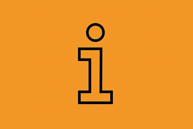 Letter 'i' signalling information.